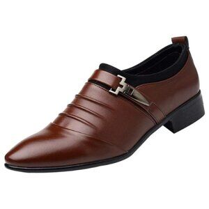 Men's Derby Shoes Casual Dress Lightweight Belted Tuxedo Wingtip Size 8.5M Brown
